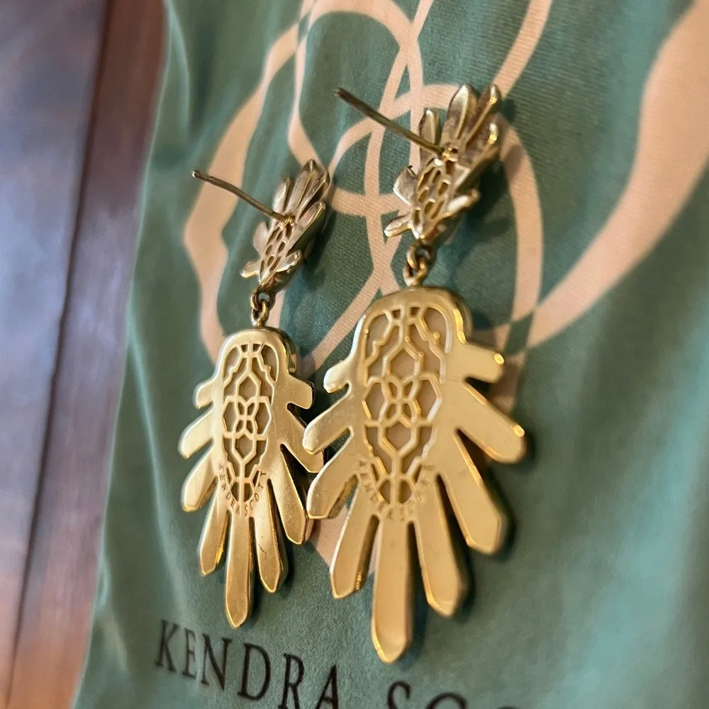 Kendra Scott Vintage Gold and Iridescent “Avant Garden” Earrings - Picture 3 of 10